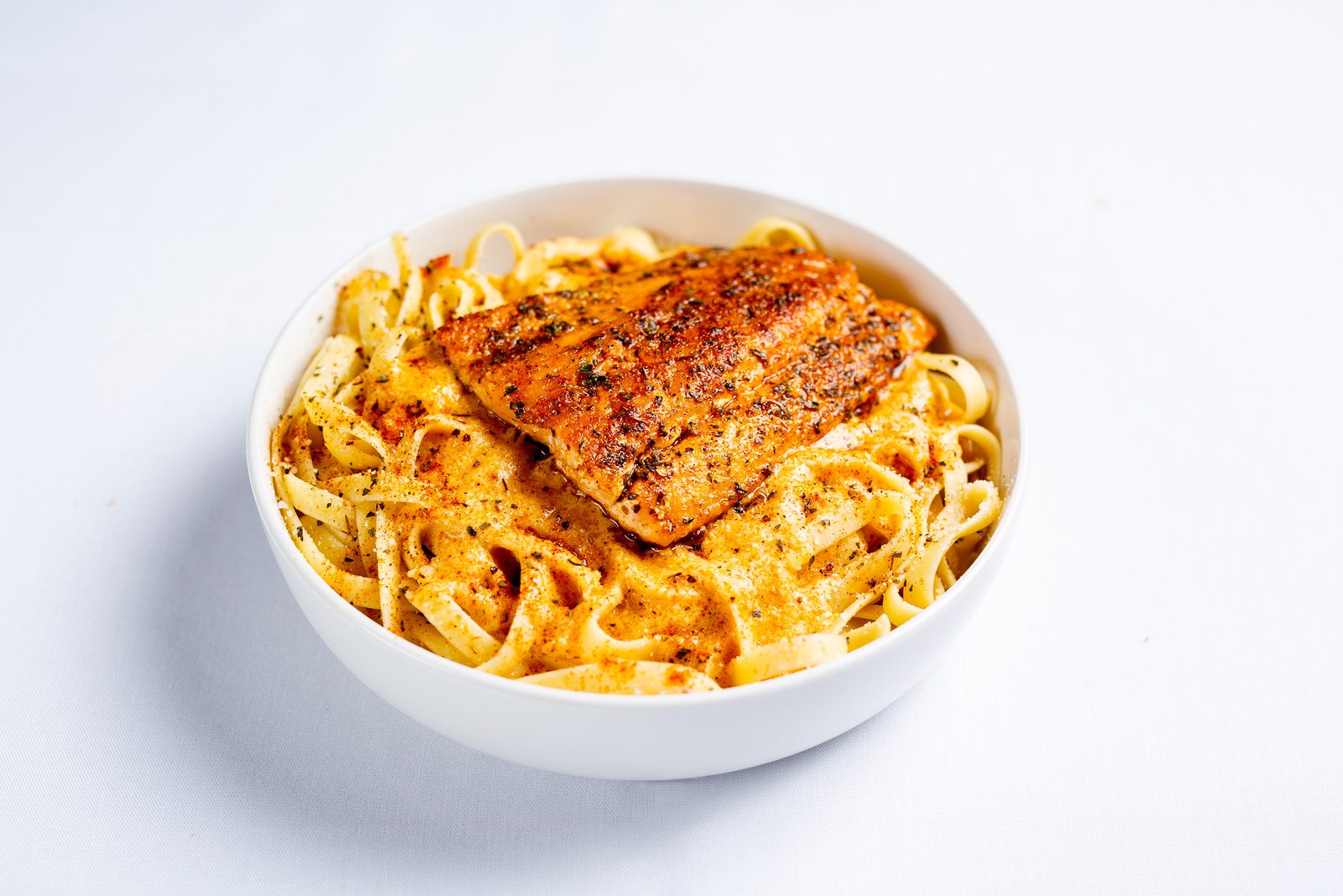 Blackened salmon pasta