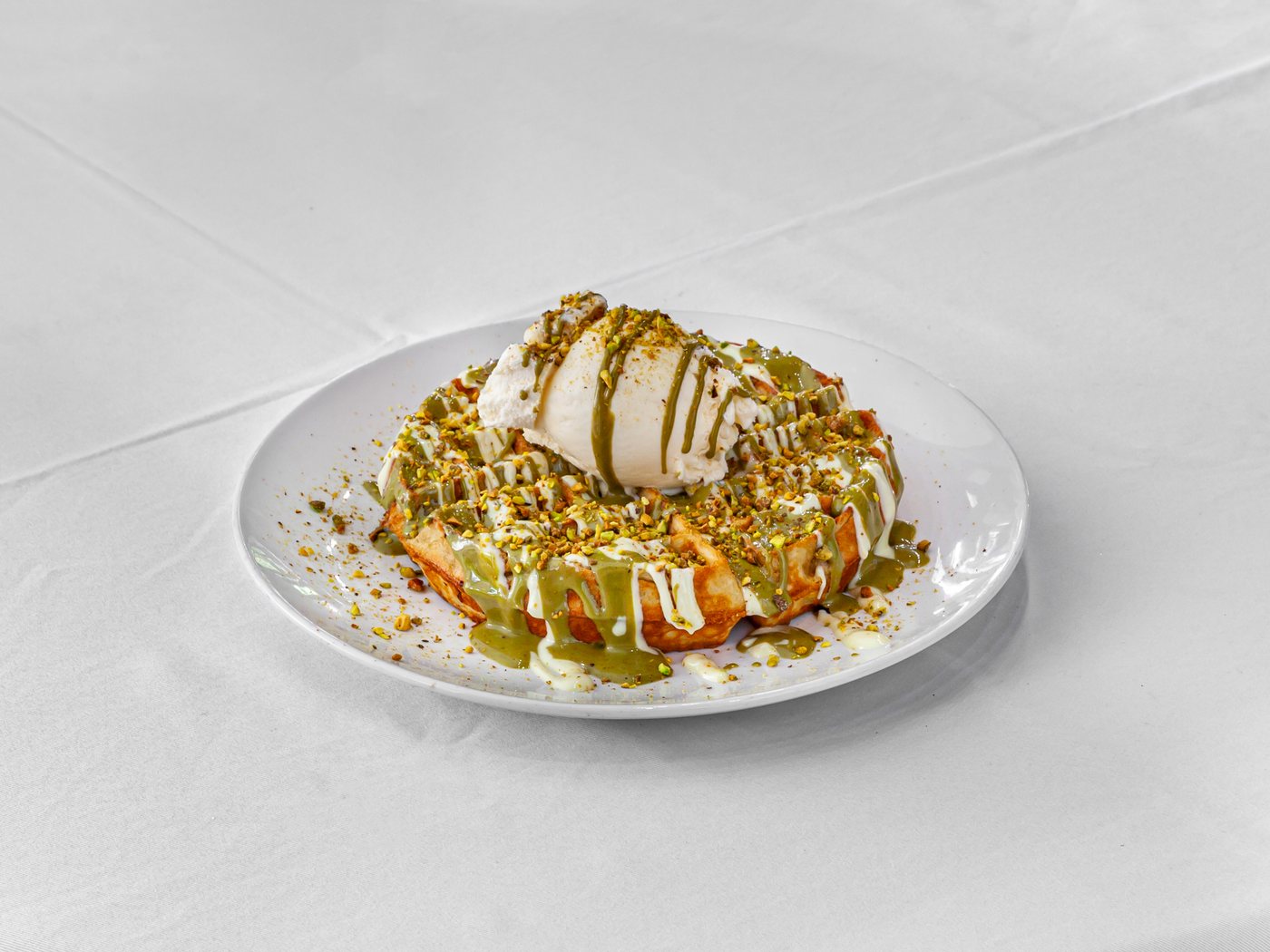 Pistachio Waffle with gelato